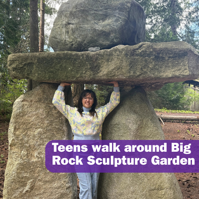 2 Teens walk around Big Rock Sculpture Garden